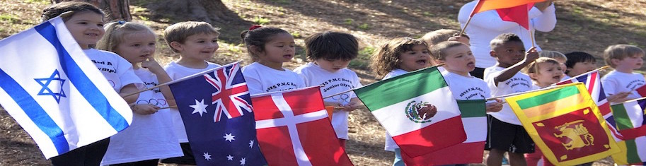 Children's Holding different country flags